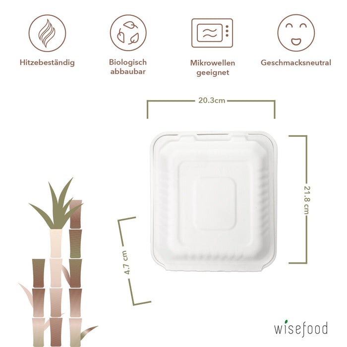 Organic sugar cane bagasse menu box divided into 3 sections 43.6 x 20.3 x 4.7 cm - (white)
