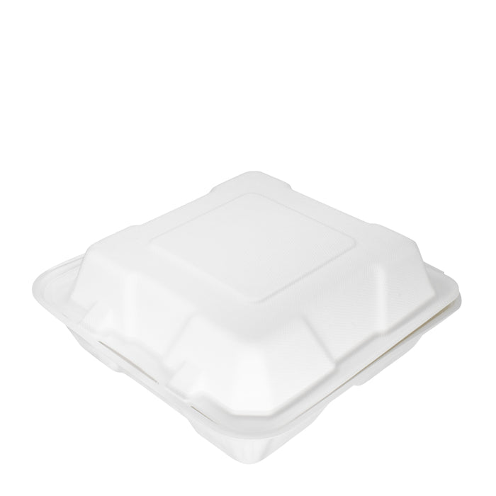 Bagasse clamshell 3 compartment - 220x200x85mm