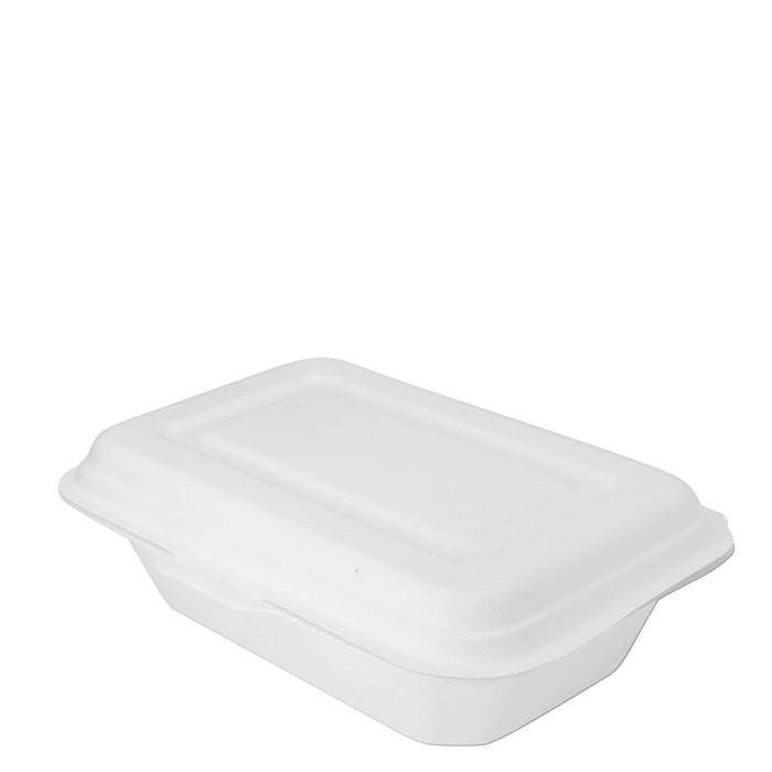 Box lunch box bagazo de caña de azúcar orgánico - 21 x 20 x 8 cm - 600ml (blanco)