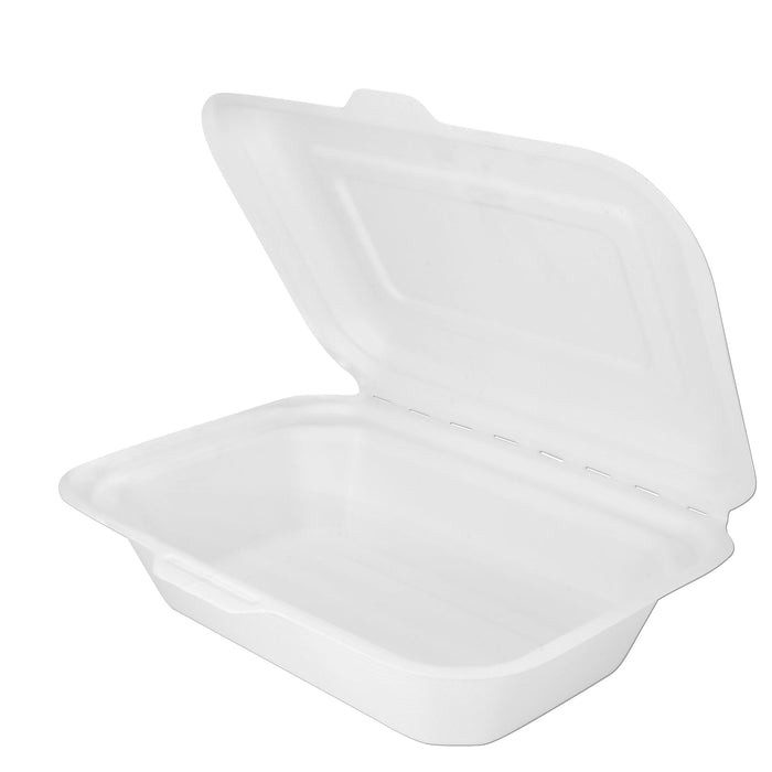 Box lunch box bagazo de caña de azúcar orgánico - 21 x 20 x 8 cm - 600ml (blanco)