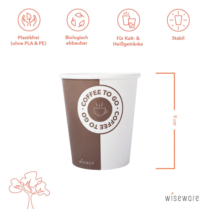 Paper cup printed white - 200ml (8oz) Ø 80mm paper cup organic (cup printed)