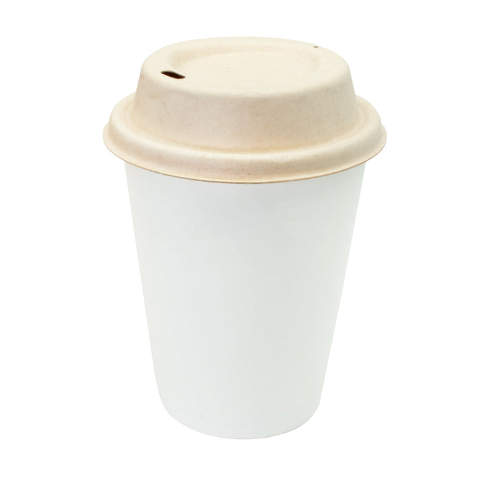 Zuckerrohr Deckel Kaffeebecher - 90 mm -  (300ml , braun) Bagasse