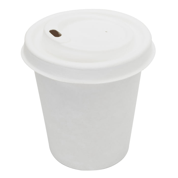 Zuckerrohr Deckel Kaffeebecher 80mm (weiß, 200ml) Bagasse