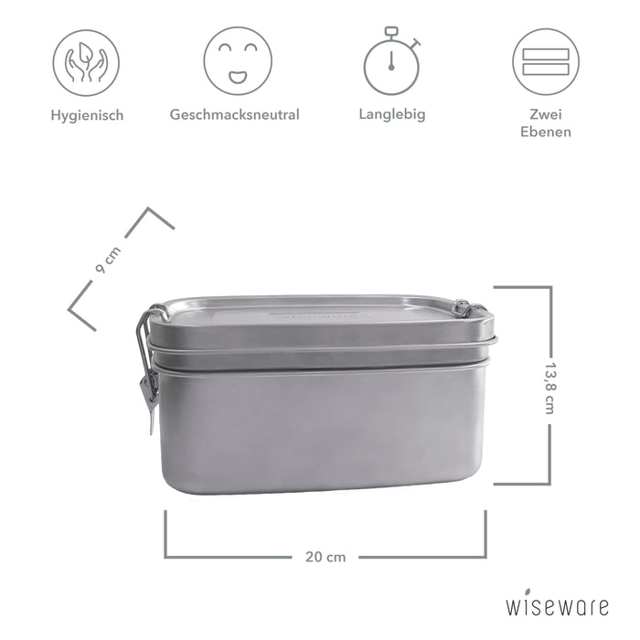 Stainless steel lunch box - lunch box / snack box with 2 levels