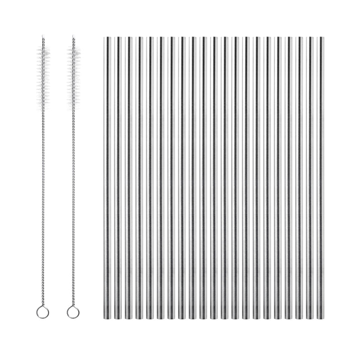 Stainless steel drinking straw set straight 21cm (50 drinking straws, 2 brushes)
