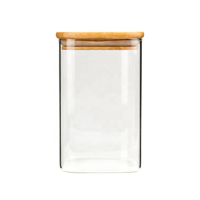 Aufbewahrungsgläser mit Bambusdeckel Set 3 Gläser inklusive Schaufel - 12,5 x 10 cm