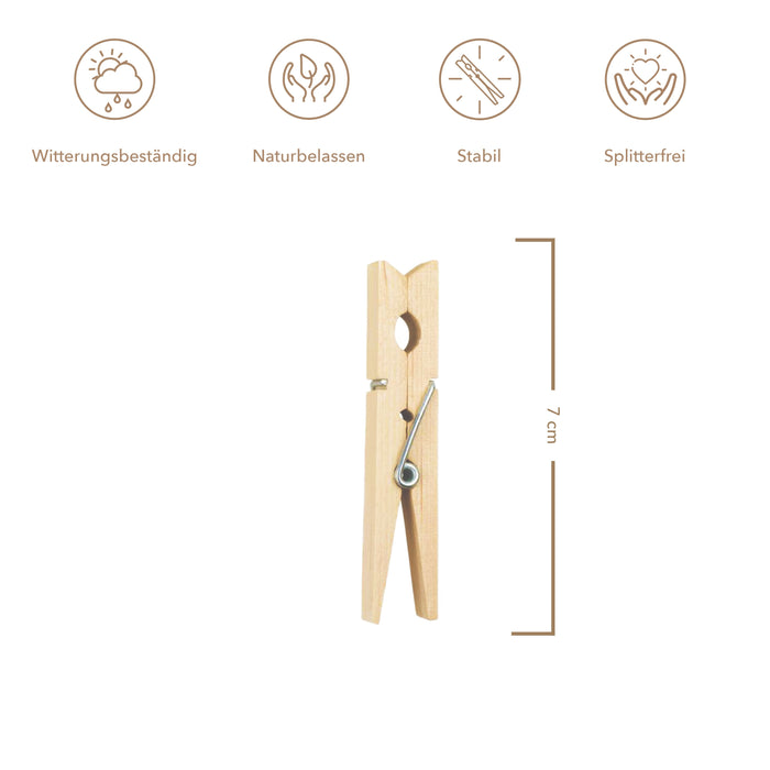 Birch wood clothespins - 7 cm