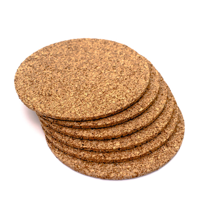 Glass coasters cork pack of 6