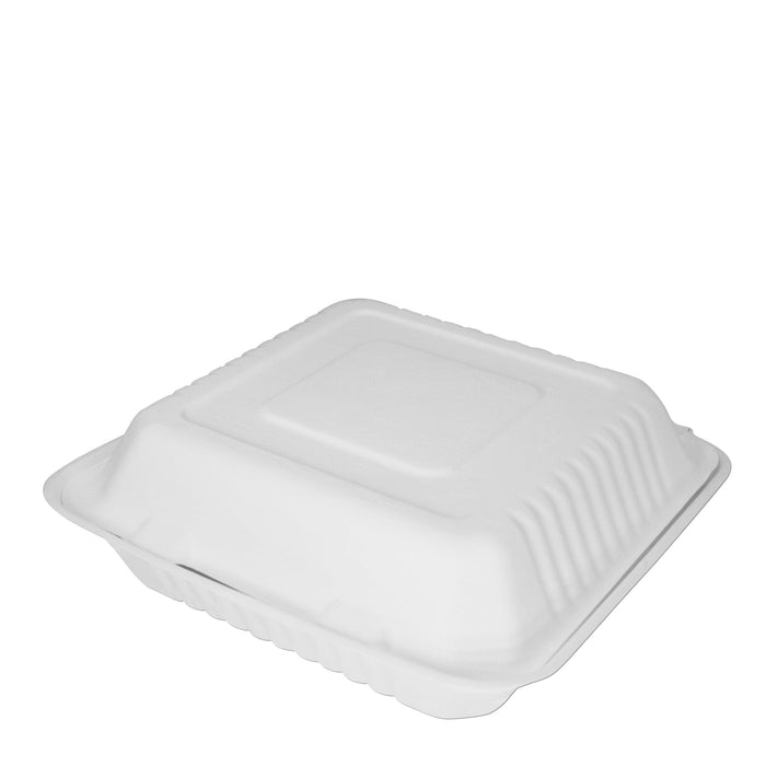 Bagasse Clamshell - 3 Fach - 46 x 20,3 x 4,6cm - (weiß)