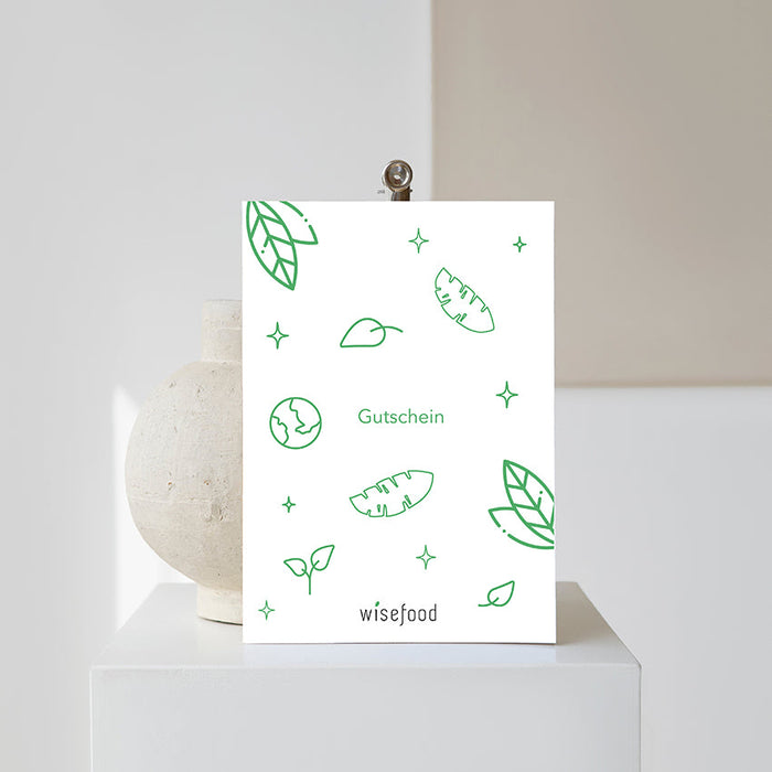 Gift voucher Wisefood as a printable PDF white Doodle