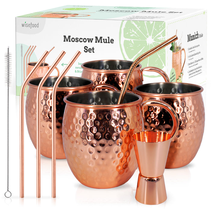 Moscow Mule Mug Set 4 mugs 4 straws