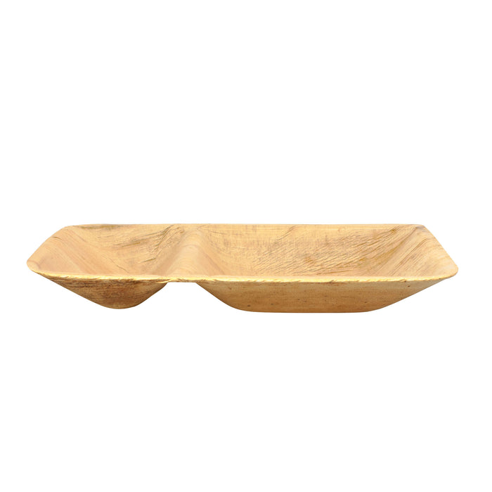 Palm leaf take-away box, rectangular, divided into two parts, 26 x 18 x 4.5 cm, lunch box, menu box, disposable