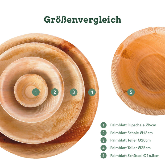 Palmblatt Schüssel / Schale rund 425ml Ø 15 cm 25 Stk. - Auch als Salatschale geeignet