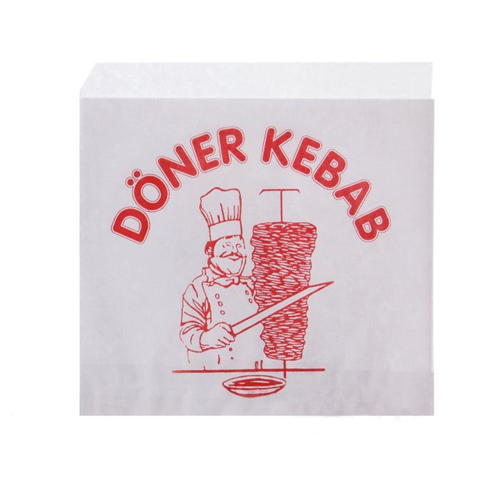 Paper kebab bags - printed 16 x 16 cm