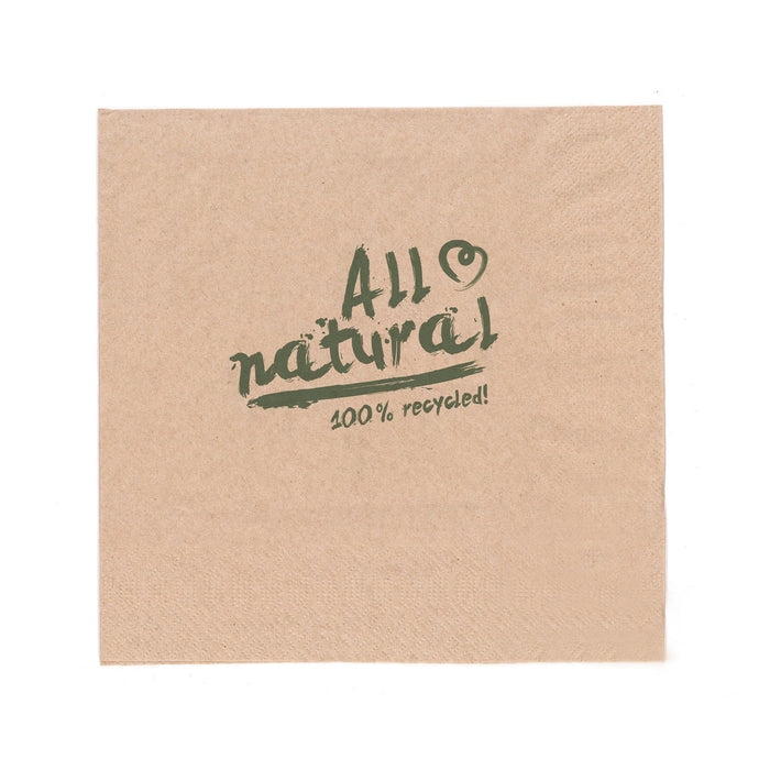 Paper napkins - square printed "All natural" 33 cm 2-ply 1/4 fold