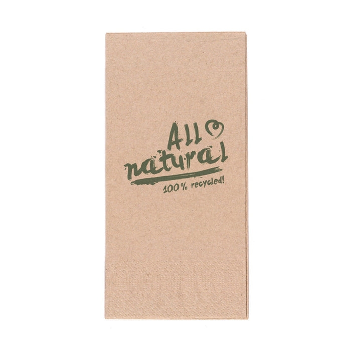 Papier Servietten - quadratisch bedruckt "All natural" 33 cm 2 lagig 1/8-Falz