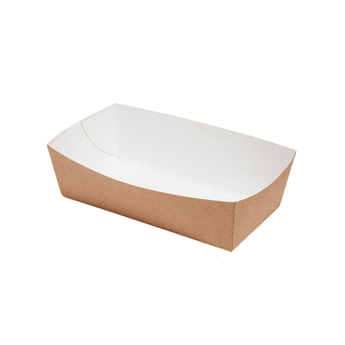 Paper snack tray - rectangular brown 12 x 6 x 3.7 cm