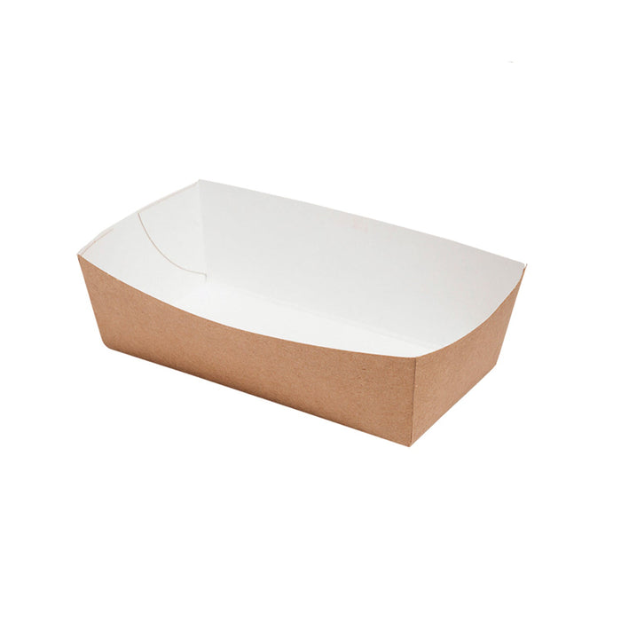 Paper snack tray - rectangular brown 14x8x5.5cm