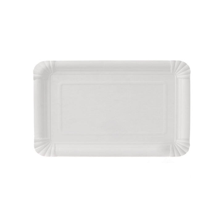 Plato de papel - rectangular blanco 10 x 16 cm