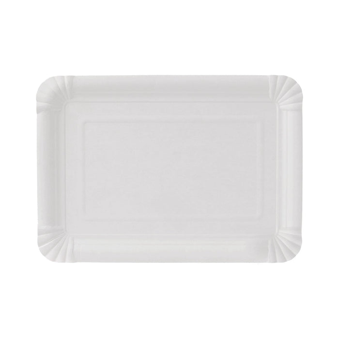 Paper plate - rectangular white 16 x 23 cm