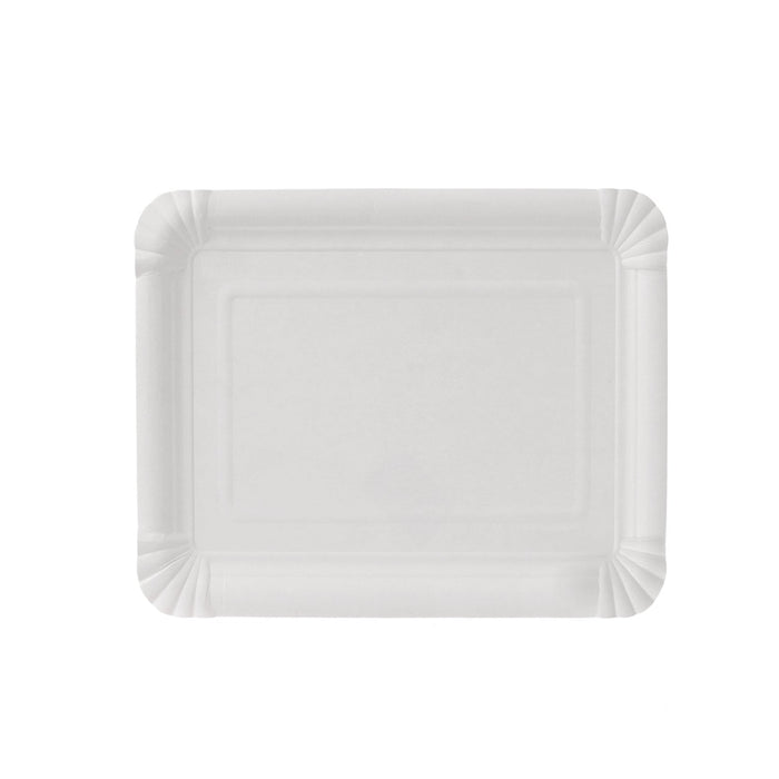 Papírový talíř - obdélníkový bílý 16 x 20 cm
