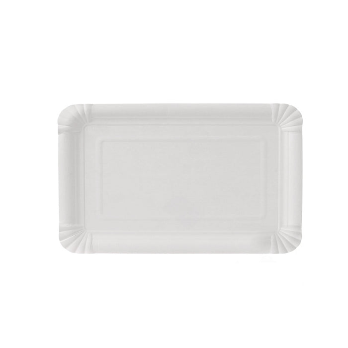 Papírový talíř - obdélníkový bílý 9 x 15 cm