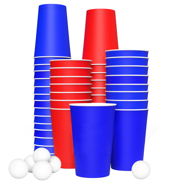 Beer pong cup set with balls - sustainable beer pong set made of paper 400ml (16oz) Ø 90mm