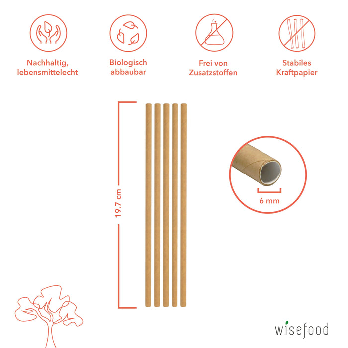 Paper straws x 200 mm brown — Wisefood