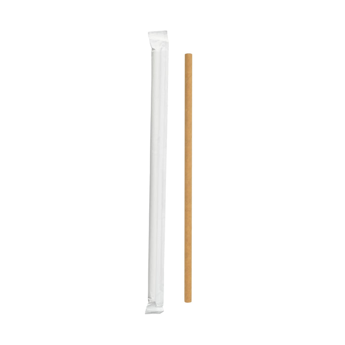 Paper straws 6x200mm brown individually wrapped