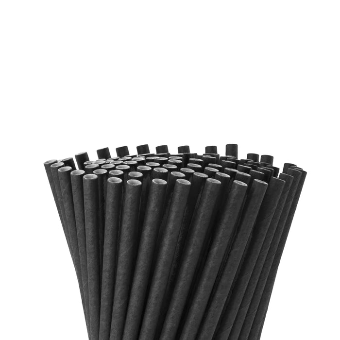 Papírová brčka 8x200mm černá