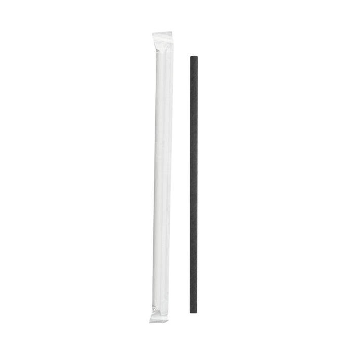 Paper straws 6x200mm black individually wrapped