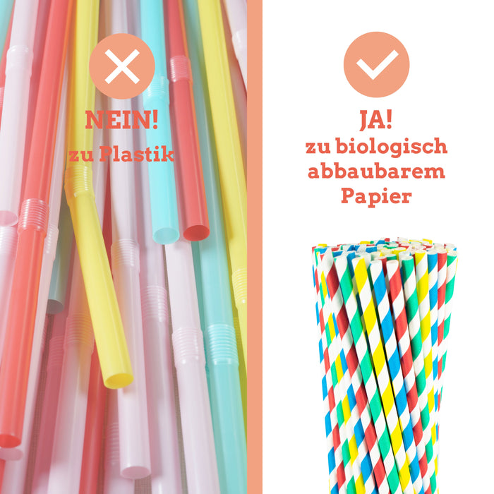 Paper straws 6x200mm colored