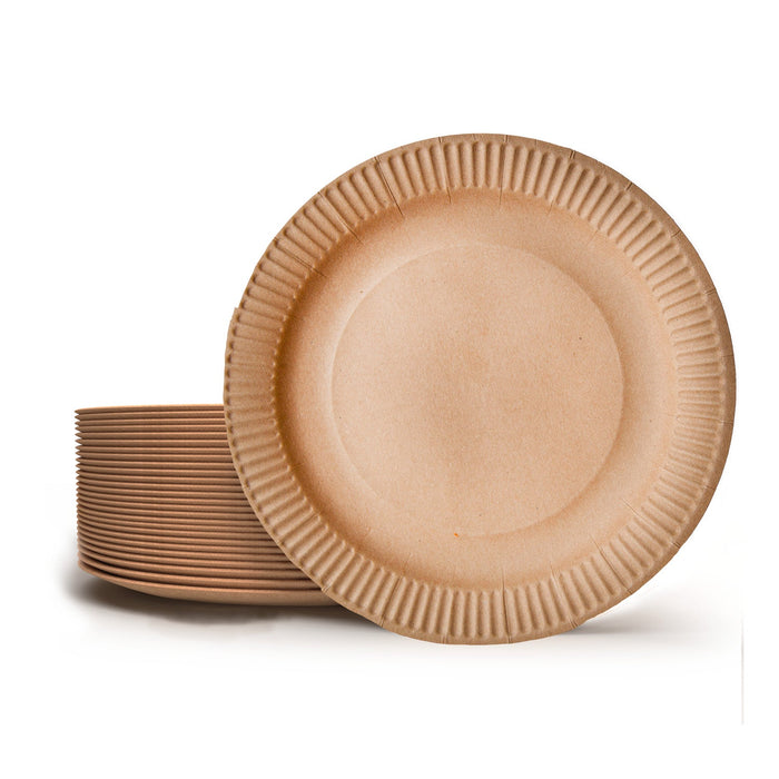 Paper plate - round brown 23 cm