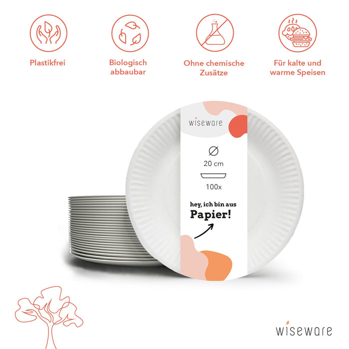 Jednorázové kartonové talíře - papírové talíře Ø 20 cm bílé
