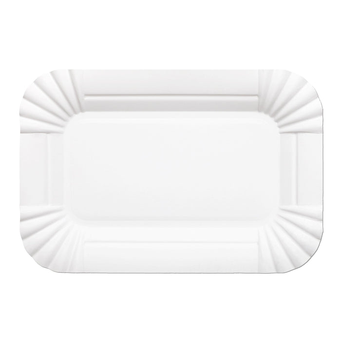 Paper plate rectangular white 13 x 20 cm