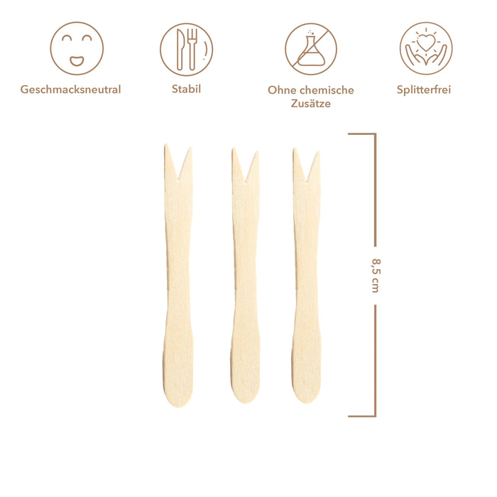 Wooden fork fries - fruit fork / fries fork (8.5 cm)
