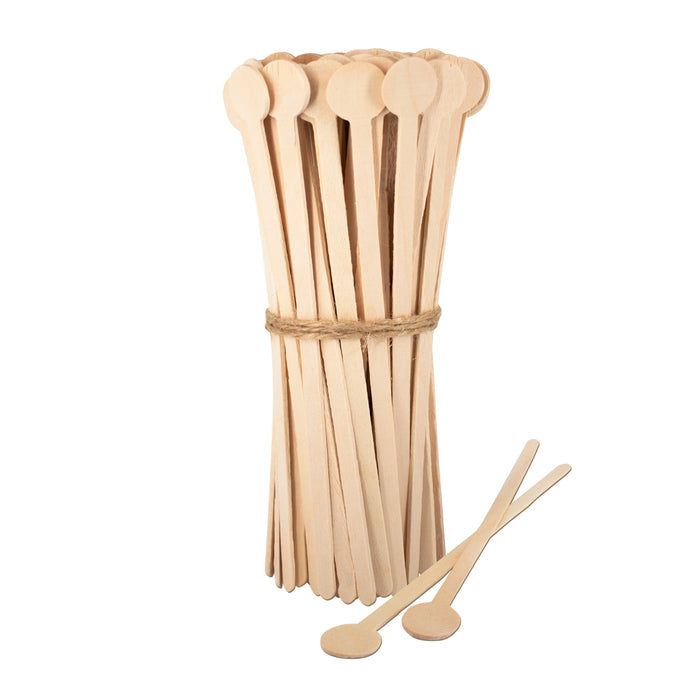 Wooden stirrer with round handle - 18cm - 100 sticks