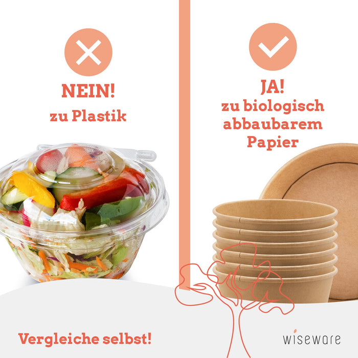 Salatschale braun - 1300ml - Papier / Pappe Bowl Einweg - Braun Salat-Schalen To Go