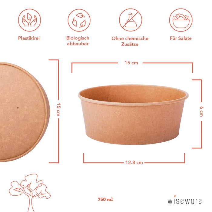 Paper lid brown (suitable for salad bowl 750ml and 1000ml)