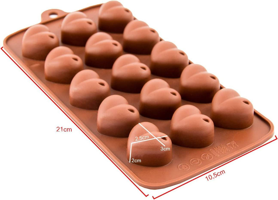 Silicone mold hearts - brown 21 x 10.5 x 2 cm