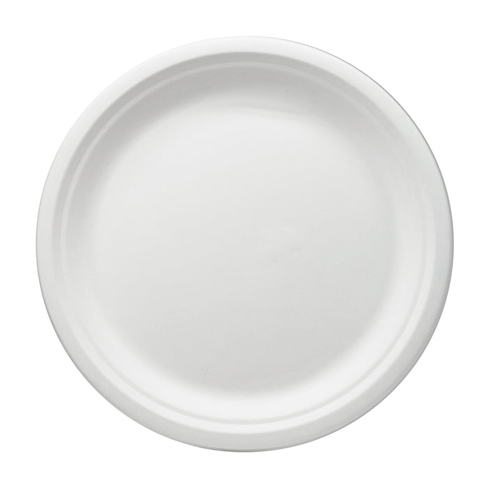 Prato de bagaço - 23 cm (redondo, branco)