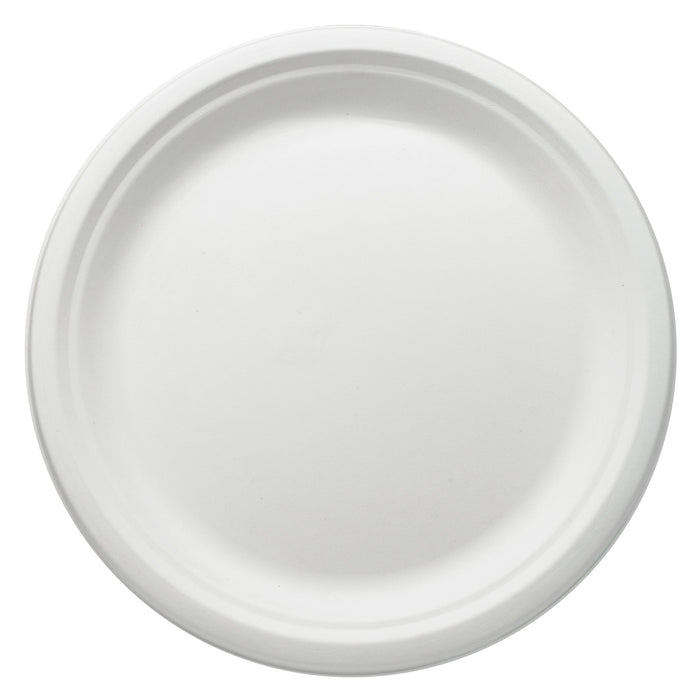 Prato de bagaço - 26 cm (redondo, branco)