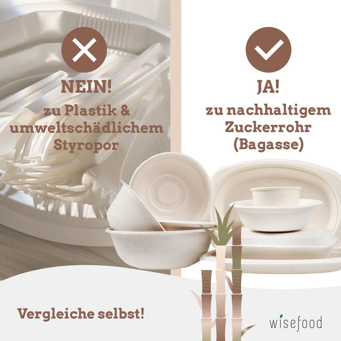 Bagasse Clamshell - 3 Fach - 46 x 20,3 x 4,6cm - (weiß)