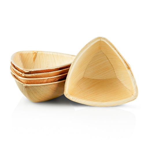 Palmblatt-Schüssel, dreieckig und tief, 13 cm, beige, stapelbar
