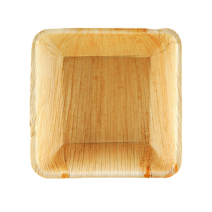 Einweg-Teller aus Palmblatt, quadratisch und tief, 15 x 15 cm, 300 ml, beige
